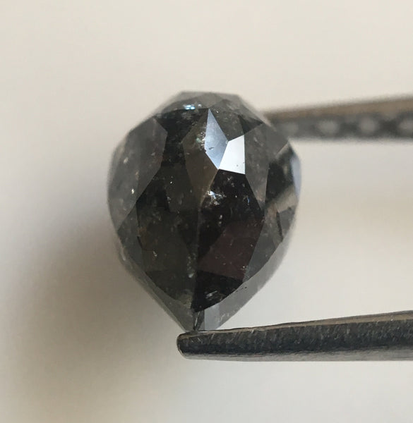 1.05 Ct Grey Black Color Fancy Shape Natural Loose Diamond, 7.28 mm X 4.92 mm X 3.47 mm Pear Natural Loose Diamond Use for Jewelry AJ14/09