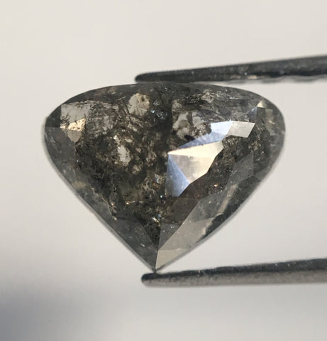 0.96 Ct Pear Shape Fancy light Grey rose cut Natural Loose Diamond, 6.00 mm x 7.76 mm x 3.04 mm Heart Shape Natural Loose Diamond AJ14/18