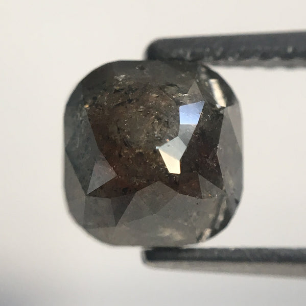 1.98 Ct Dark Grey Color Cushion Shape Rose Cut Natural Loose Diamond, 6.84 mm X 6.60 mm X 4.52 mm Rustic Natural Diamond for Jewelry AJ14/20