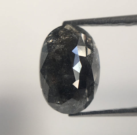 0.90 Ct Oval Cut Dark Gray Color Natural Loose Diamond, 7.03 mm X 4.77 mm X 2.88 mm Grey Oval Shape Rose Cut Natural Loose Diamond AJ14/36