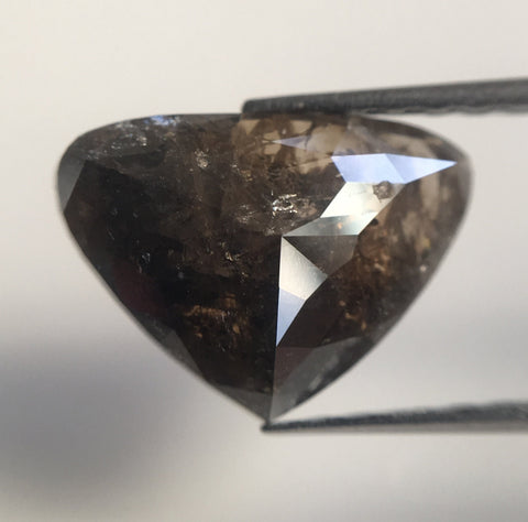 2.56 Ct Antique Shape Rose Cut Salt and Pepper Natural Loose Diamond, 8.28 mm x 11.88 mm x 3.24 mm Heart Shape Natural Loose Diamond AJ14/38