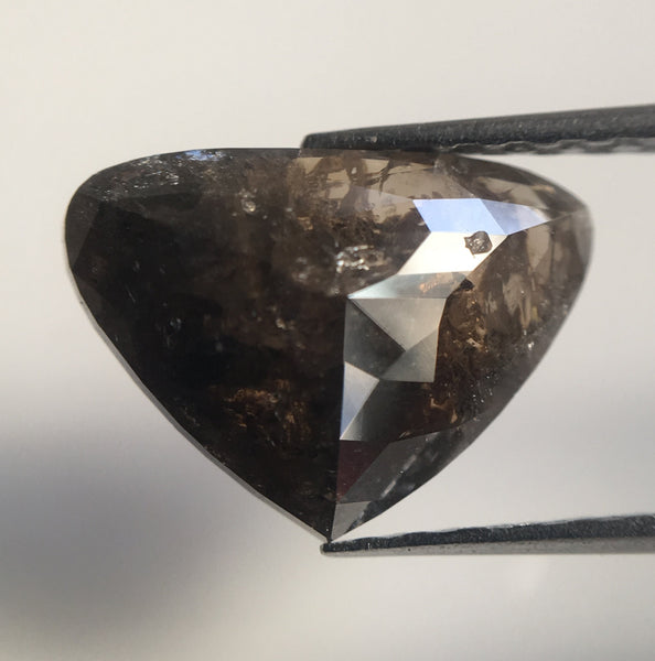 2.56 Ct Antique Shape Rose Cut Salt and Pepper Natural Loose Diamond, 8.28 mm x 11.88 mm x 3.24 mm Heart Shape Natural Loose Diamond AJ14/38