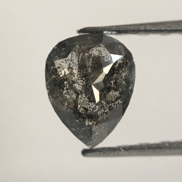 0.46 Ct Natural Loose Diamond Fancy Grey Black Rose Cut Diamond, 5.50 mm x 4.30 mm x 2.41 mm Grey Rose Cut Pear Diamond SJ43/25