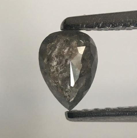 0.39 Ct Natural Loose Diamond Fancy Grey Black Rose Cut Diamond, 5.58 mm x 4.11 mm x 2.09 mm Grey Rose Cut Pear Diamond SJ43/29