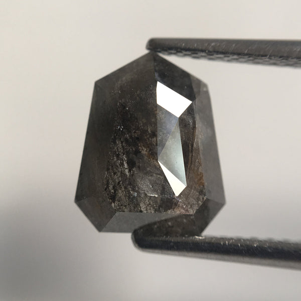 2.03 Ct Shield Shape Natural Loose Diamond, 9.44 mm X 7.84 mm X 2.92 mm Geometric Shape Grey Color Salt and Pepper Natural Diamond, SJ43/41