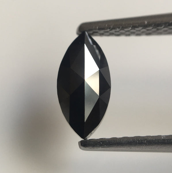 0.45 Ct Marquise Shaped Natural Rose Cut Loose Diamond, 8.11 mm x 4.00 mm x 2.19 mm Black Heated Rose Cut Loose Diamond SJ43/46