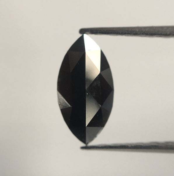 0.48 Ct Marquise Shaped Natural Rose Cut Heated Black Diamond, 8.10 mm x 4.18 mm x 1.82 mm Black Rose Cut Loose Diamond SJ43/47