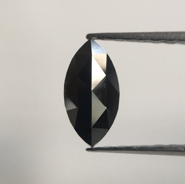 0.48 Ct Marquise Shaped Natural Rose Cut Heated Black Diamond, 8.10 mm x 4.18 mm x 1.82 mm Black Rose Cut Loose Diamond SJ43/47