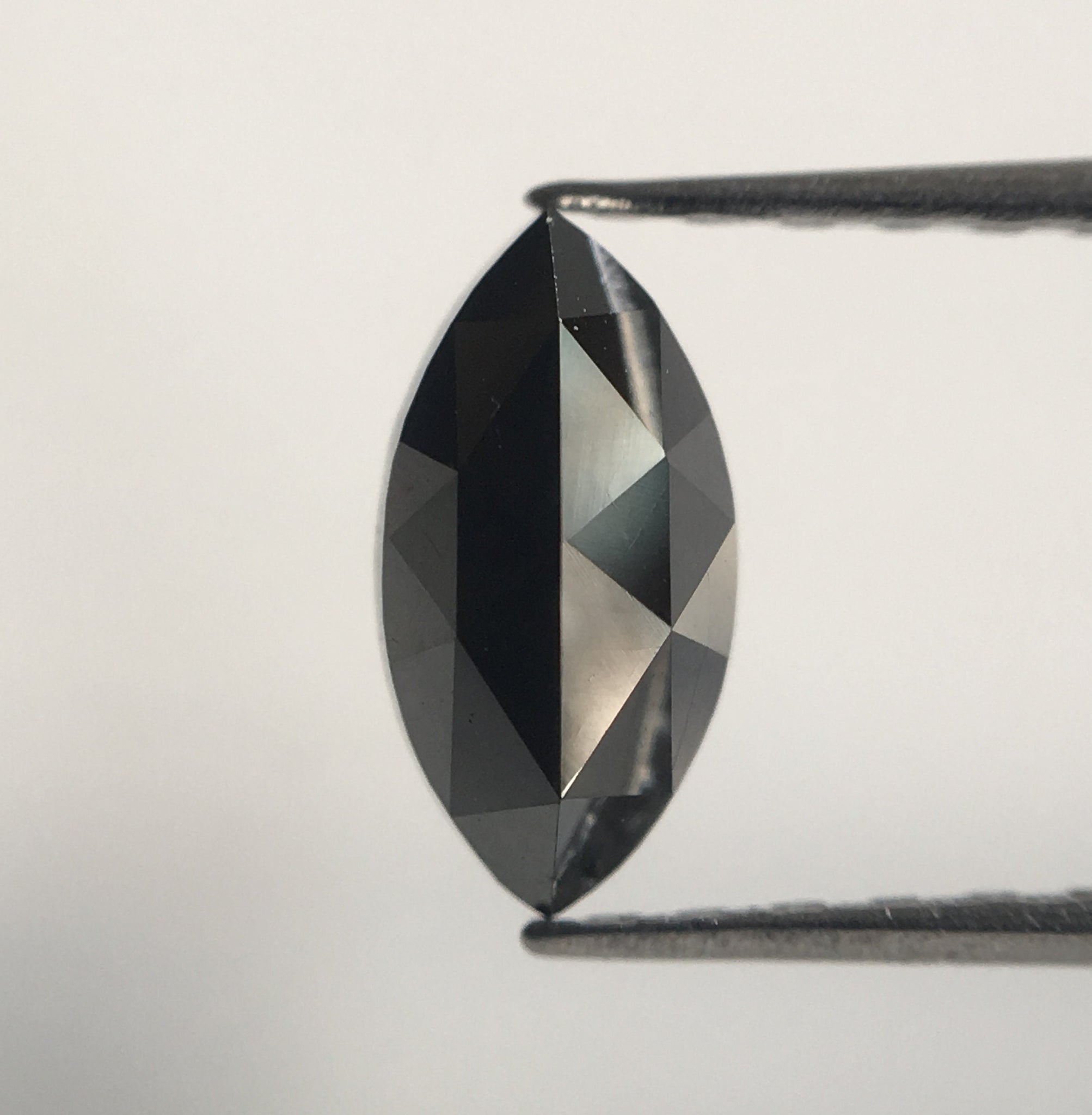 0.66 Ct Black Heated Marquise Shaped Natural Rose Cut Loose Diamond, 8.00 mm x 4.12 mm x 2.41 mm Black Rose Cut Loose Diamond SJ43/48