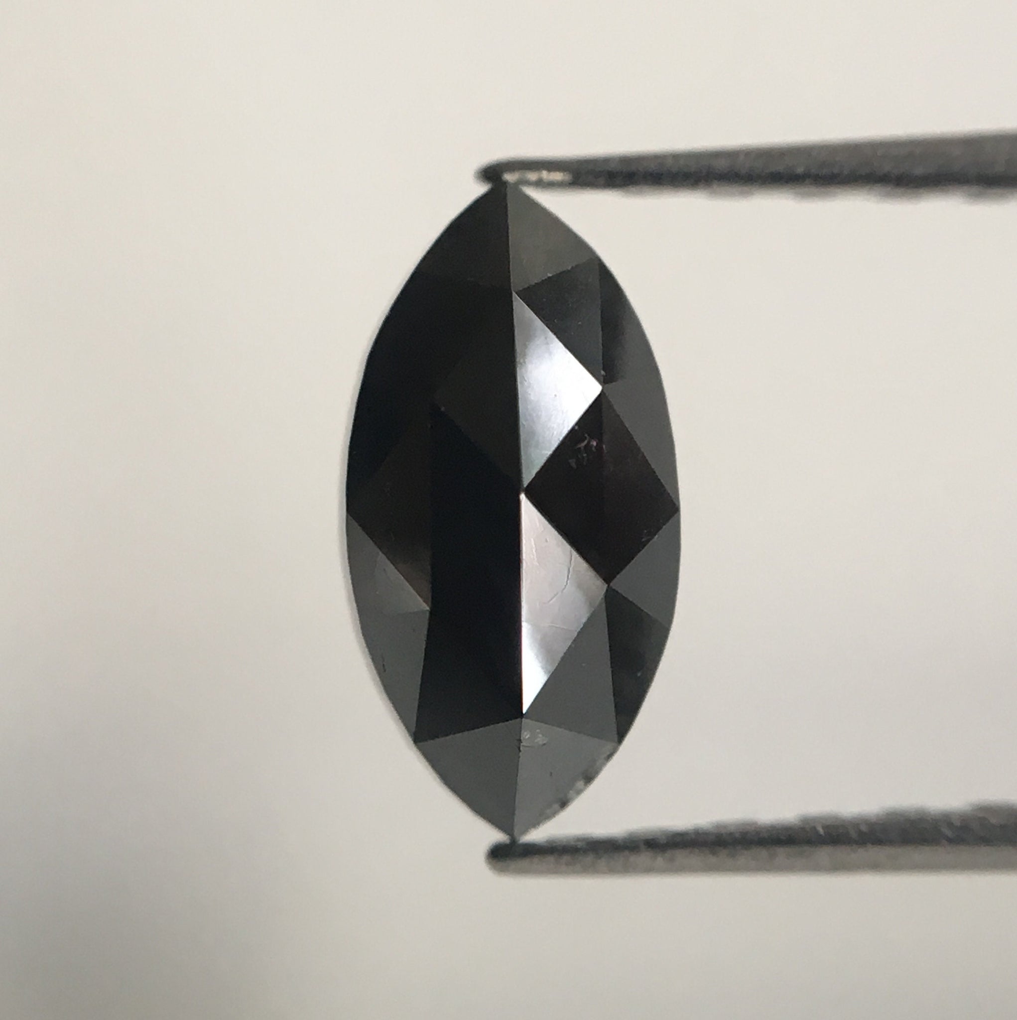 0.75 Ct Marquise Shaped Heated Black Rose Cut Natural Loose Diamond, 8.16 mm x 4.21 mm x 2.59 mm Black Rose Cut Loose Diamond SJ43/49