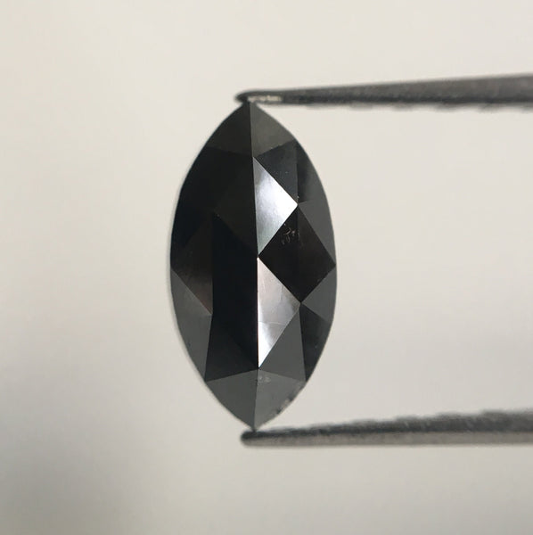 0.75 Ct Marquise Shaped Heated Black Rose Cut Natural Loose Diamond, 8.16 mm x 4.21 mm x 2.59 mm Black Rose Cut Loose Diamond SJ43/49