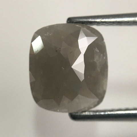 2.65 Ct Cushion Shape Grey Natural Loose Diamond 9.23 mm X 8.20 mm X 3.35 mm Cushion Shape Rose Cut Natural Faceted Loose Diamond SJ44/03