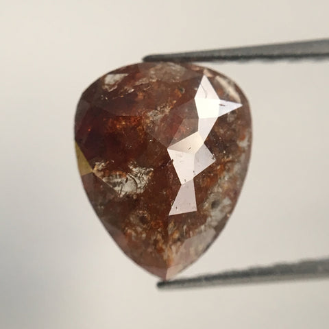 1.48 Ct Pear Shape Fancy Brownish Natural Loose Diamond 8.91 mm X 7.28 mm X 2.60 mm Pear Shape Rose Cut Natural Loose Diamond SJ44/04