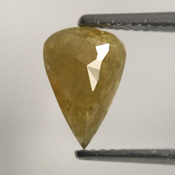 2.45 Ct Yellow pear Shape loose Diamond, 9.81 mm X 6.57 mm X 2.63 mm Natural Rustic diamond, Polished Diamond SJ44/23