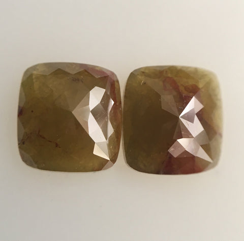 2.43 Ct Cushion Shape Rose Cut Natural Loose Diamond, 6.93 mm X 6.41 mm X 2.55 mm Yellowish Brown Cushion Natural Loose Diamond SJ44/49