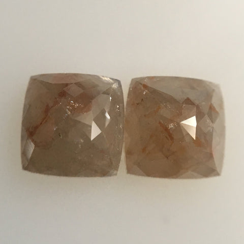 2.72 Ct Cushion Shape Brownish Grey Natural Loose Diamond 7.39 mm X 7.23 mm X 4.19 mm Cushion Shape Rose Cut Natural Loose Diamond SJ44/55