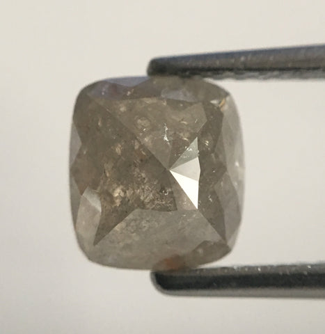 1.60 Ct Cushion Shape Grey Natural Loose Diamond, 7.03 mm X 6.37 mm X 3.35 mm Cushion Shape Rose Cut Natural Loose Diamond SJ44/67