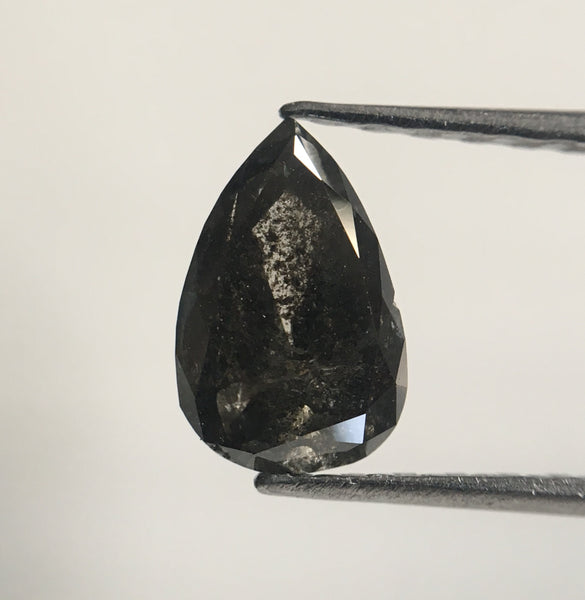 0.91 Ct Pear Shape Natural Loose Diamond, 7.37 mm X 4.78 mm x 3.22 mm Fancy Dark Grey Color Full Cut Pear Natural Loose Diamond SJ42/22