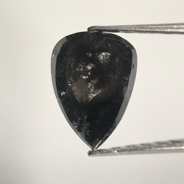 1.47 Ct Pear Shape Rose Cut Loose Diamond: Fancy Gray Natural Diamond