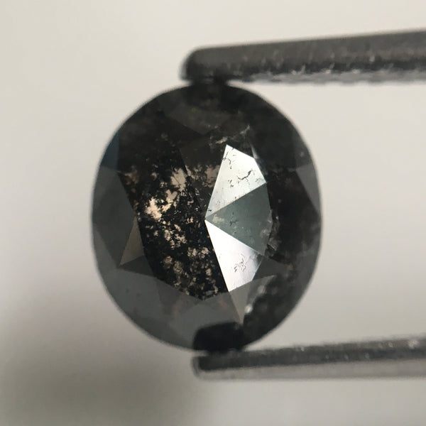 1.26 Ct Salt and Pepper Natural Oval Shape loose Diamond 7.56 mm X 6.50 mm X 2.24 mm Oval Shape Natural Diamond for engagement ring SJ42/48