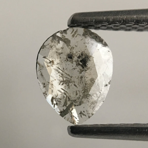 0.82 Ct Pear Shape Grey Rose Cut Natural Loose Diamond, 6.52 mm X 5.21 mm X 1.18 mm Pair Natural Loose Diamond SJ45/14