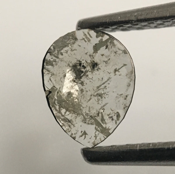 0.82 Ct Pear Shape Grey Rose Cut Natural Loose Diamond, 6.52 mm X 5.21 mm X 1.18 mm Pair Natural Loose Diamond SJ45/14