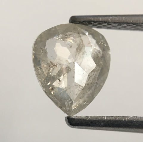 1.02 Ct Light Gray Pear Cut Natural Loose Diamond, 7.70 mm X 6.62 mm X 2.32 mm Light Grey Rose Cut Pear Natural Loose Diamond SJ46/19