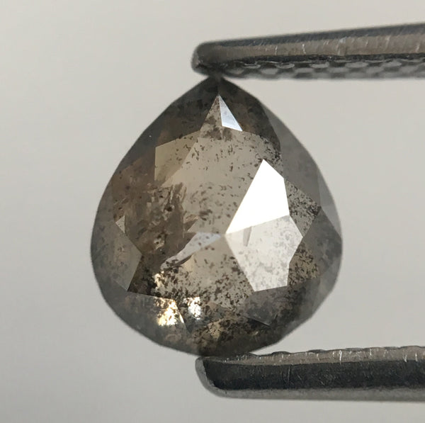 0.73 Ct Fancy Grey 6.57 mm X 5.84 mm X 2.36 mm Pear Cut Loose Natural Diamond, Grey Rose Cut Pear Natural Loose Diamond SJ46/21