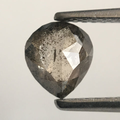 0.73 Ct Fancy Grey 6.57 mm X 5.84 mm X 2.36 mm Pear Cut Loose Natural Diamond, Grey Rose Cut Pear Natural Loose Diamond SJ46/21