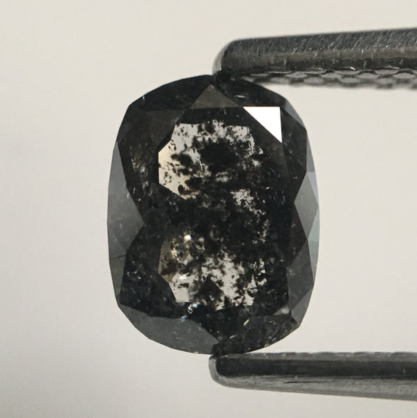 0.95 Ct Oval shape Rose Cut Black Grey Natural Diamond, 6.32 mm x 4.82 mm X 3.13 mm Rustic Natural loose diamond  SJ46/43