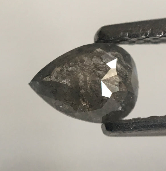 0.39 Ct Natural Loose Diamond Fancy Grey Black Rose Cut Diamond, 5.58 mm x 4.11 mm x 2.09 mm Grey Rose Cut Pear Diamond SJ43/29