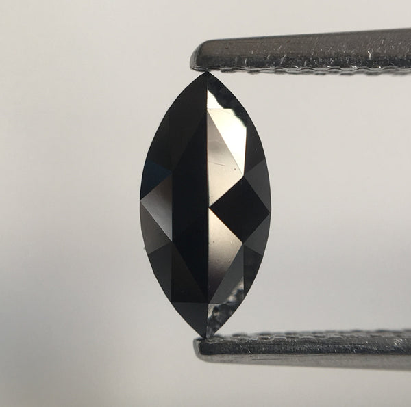 0.45 Ct Marquise Shaped Natural Rose Cut Loose Diamond, 8.11 mm x 4.00 mm x 2.19 mm Black Heated Rose Cut Loose Diamond SJ43/46