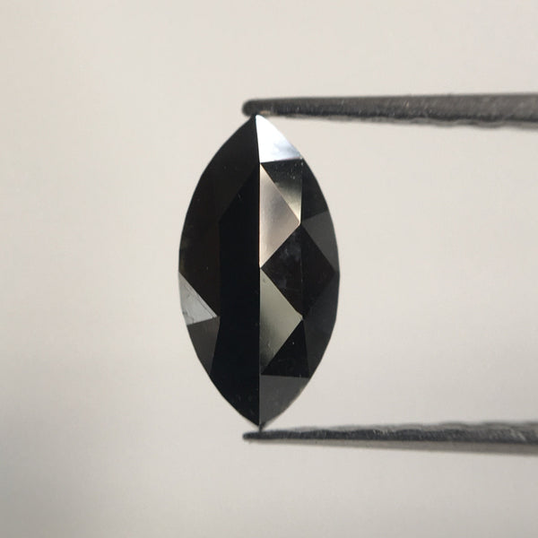 0.48 Ct Marquise Shaped Natural Rose Cut Heated Black Diamond, 8.10 mm x 4.18 mm x 1.82 mm Black Rose Cut Loose Diamond SJ43/47