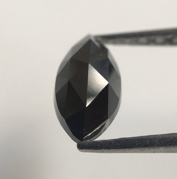 0.66 Ct Black Heated Marquise Shaped Natural Rose Cut Loose Diamond, 8.00 mm x 4.12 mm x 2.41 mm Black Rose Cut Loose Diamond SJ43/48