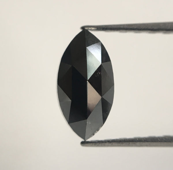 0.75 Ct Marquise Shaped Heated Black Rose Cut Natural Loose Diamond, 8.16 mm x 4.21 mm x 2.59 mm Black Rose Cut Loose Diamond SJ43/49