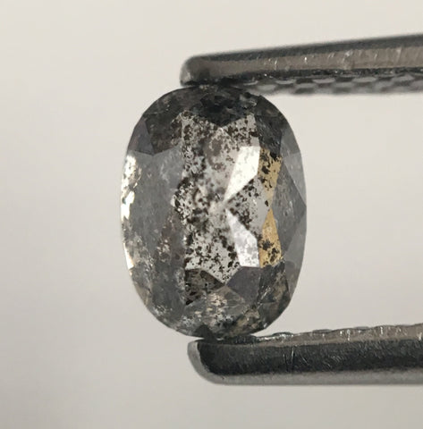 0.55 ct Natural Oval Shape Grey Salt and pepper Rose cut Loose Diamond 5.19 mm x 3.79 mm X 2.97 mm Beautiful sparkling perfect SJ47/42