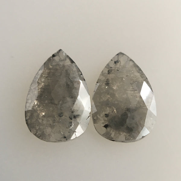 Genuine 1.36 Ct Pair Of Pear Shape Gray Color Rose cut Natural Loose Diamond 8.17 mm X 5.58 mm X 1.50 mm perfect for Earrings SJ01/11