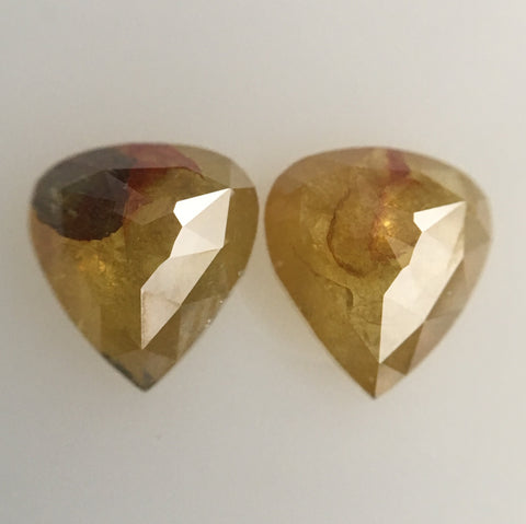 1.33 Ct 6.76 mm X 6.13 mm X 2.65 mm Yellow pear Shape loose Diamond, Natural Rustic diamond Polished Diamond SJ44/16