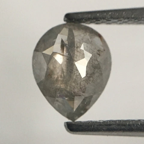 0.86 Ct Fancy Grey Pear Cut Loose Natural Diamond, 7.44 mm X 6.05 mm X 2.37 mm Grey Rose Cut Pear Natural Loose Diamond SJ47/48