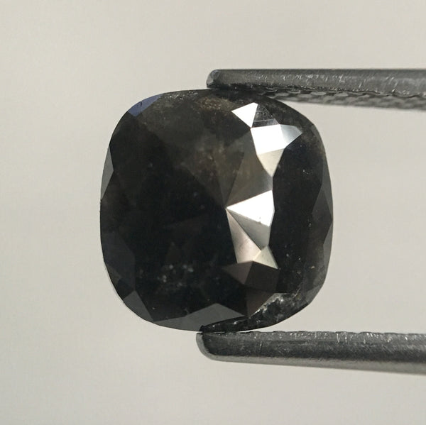 1.83 Ct Cushion Shape Blackish Gray Rose cut Natural Loose Diamond 8.23 mm x 7.95 mm X 2.53 mm Natural Salt and Pepper Diamond SJ47/54