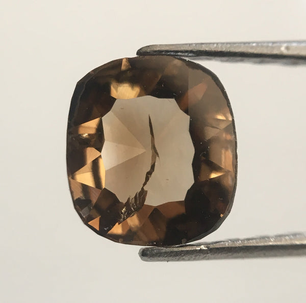 0.53 Ct Oval Shape champagne brown Natural Loose Diamond 5.82 mm X 5.21 mm x 1.99 mm Oval Shape Rose Cut Natural Loose Diamond SJ48/03