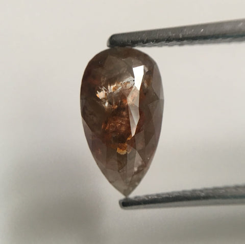 1.66 Ct Pear Shape Brownish Gray Rose Cut Natural Loose Diamond, 11.13 mm X 6.19 mm X 2.84 mm Rose Cut Pear Natural Loose Diamond SJ44/60