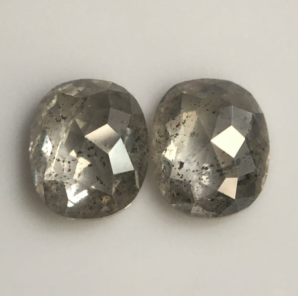 1.31 Ct Oval Shape Fancy Grey Color Rose Cut Natural Loose Diamond Pair, 6.20 mm x 5.18 mm X 2.37 mm Oval Shape Loose Diamond Pair SJ48/18