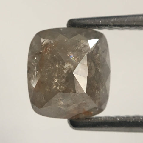 1.60 Ct Cushion Shape Grey Natural Loose Diamond, 6.98 mm X 6.42 mm X 3.25 mm Cushion Shape Rose Cut Natural Loose Diamond SJ44/70