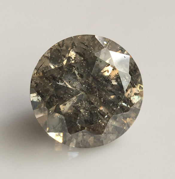 0.61 Ct Yellowish Grey Genuine Round Brilliant Cut Natural Loose Diamond Fancy 5.59 mm X 3.52 mm, SJ34/76