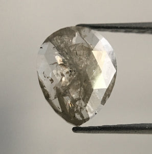 0.64 Ct, Pear Shape Grey Rose Cut Natural Loose Diamond, 7.88 mm X 6.28 mm X 1.29 mm Natural Loose Diamond, SJ45/32