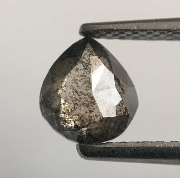 0.77 Ct Fancy Grey Color 6.52 mm X 5.88 mm X 2.53 mm Pear Cut Loose Natural Diamond, Grey Rose Cut Pear Natural Loose Diamond SJ46/16