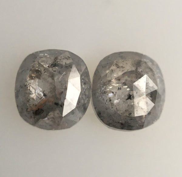 1.59 Ct Pair of Oval shape Rose Cut Grey Natural Diamond, 6.01 mm x 5.57 mm X 2.49 mm Rustic Natural loose diamond  SJ46/32