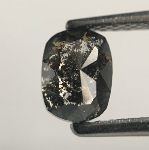 0.95 Ct Oval shape Rose Cut Black Grey Natural Diamond, 6.32 mm x 4.82 mm X 3.13 mm Rustic Natural loose diamond  SJ46/43