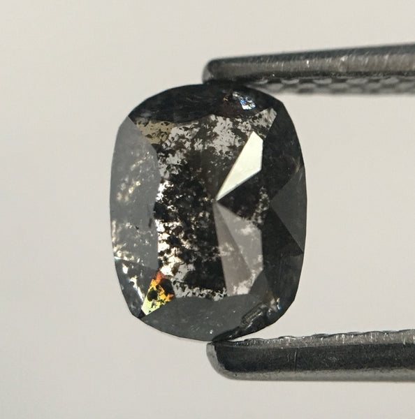 0.95 Ct Oval shape Rose Cut Black Grey Natural Diamond, 6.32 mm x 4.82 mm X 3.13 mm Rustic Natural loose diamond  SJ46/43